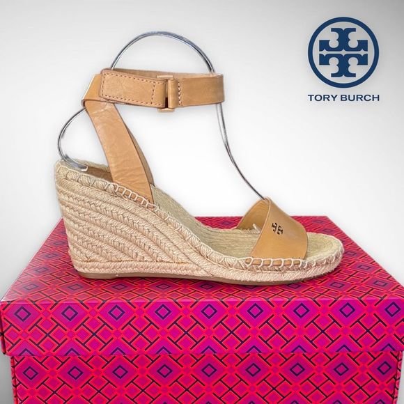 Tory Burch Bima 2 Espadrille Wedge 90mm Heel 8(M) Sandal Natural Vachetta $298 - Picture 8 of 14